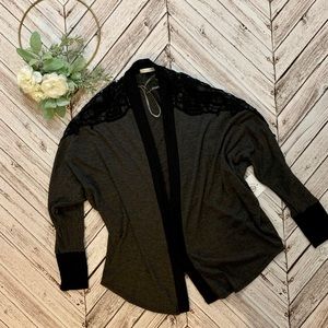 Grey and black long sleeve cardigan